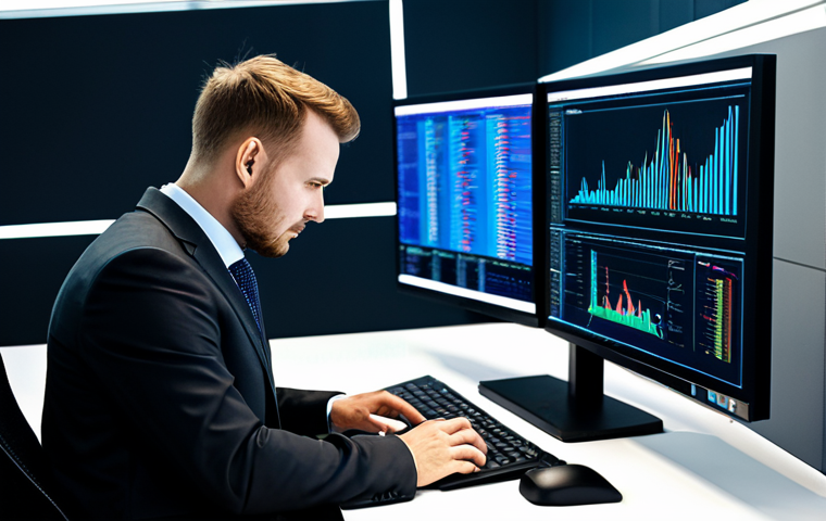 A focused professional, fully clothed in modest business attire, working diligently at a modern desk in a well-lit office. The scene features multiple monitors displaying complex data analytics dashboards, AI interfaces, and strategic project management tools, symbolizing efficient technology integration and real-time performance monitoring. The professional is actively engaged in problem-solving, demonstrating the practical application of knowledge to achieve high-impact results. The background is clean, contemporary, and conducive to productivity. safe for work, appropriate content, fully clothed, professional dress, perfect anatomy, correct proportions, natural pose, well-formed hands, proper finger count, natural body proportions, high-quality, professional photography, realistic.