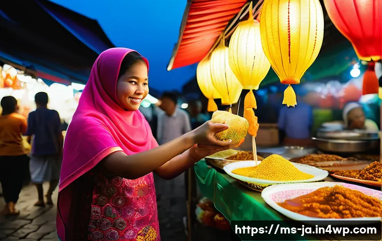 지식 활용 실천 프로젝트의 실행 중 발생할 수 있는 문제 - **Prompt:** A vibrant scene in a bustling Malaysian marketplace (pasar malam). A young Malay girl, a...