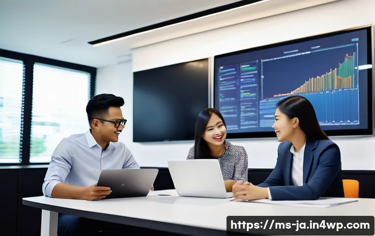 지식 활용 실천 프로젝트의 커뮤니케이션 전략 - A diverse Malaysian project team in a modern office setting, engaging in an open sharing session wit...